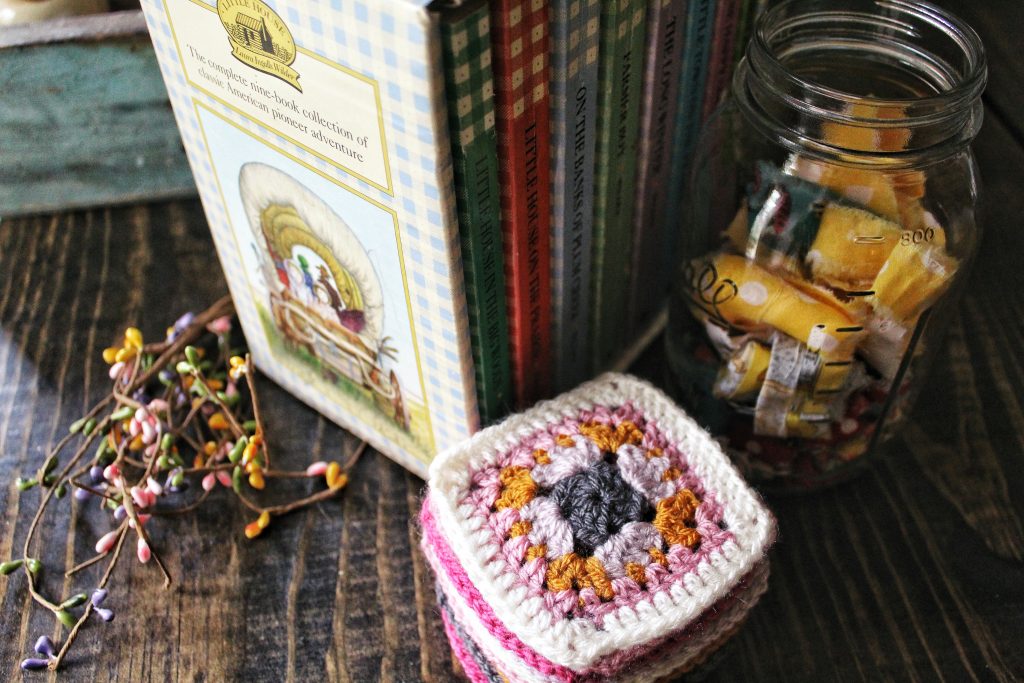 Granny squares and Little House on the Prairie books. 