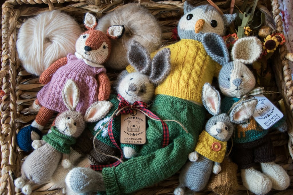 Handmade knitted toys on sale