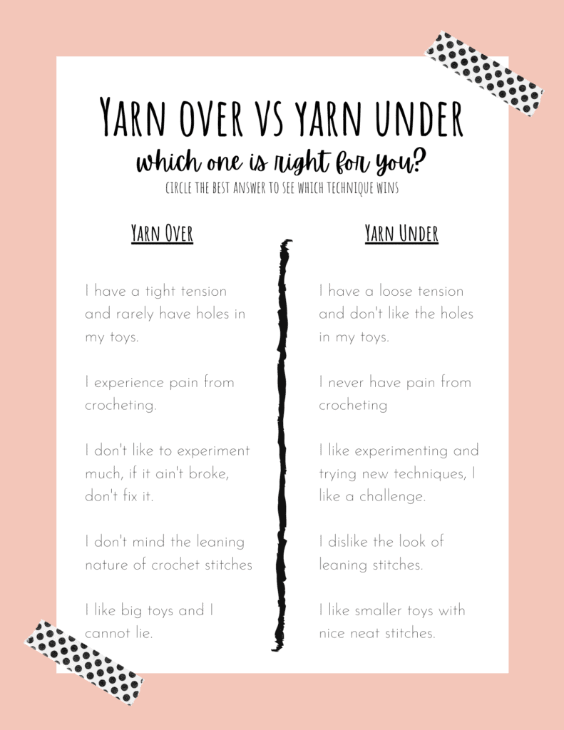 yarn over vs. yarn under crochet stitches : r/Amigurumi