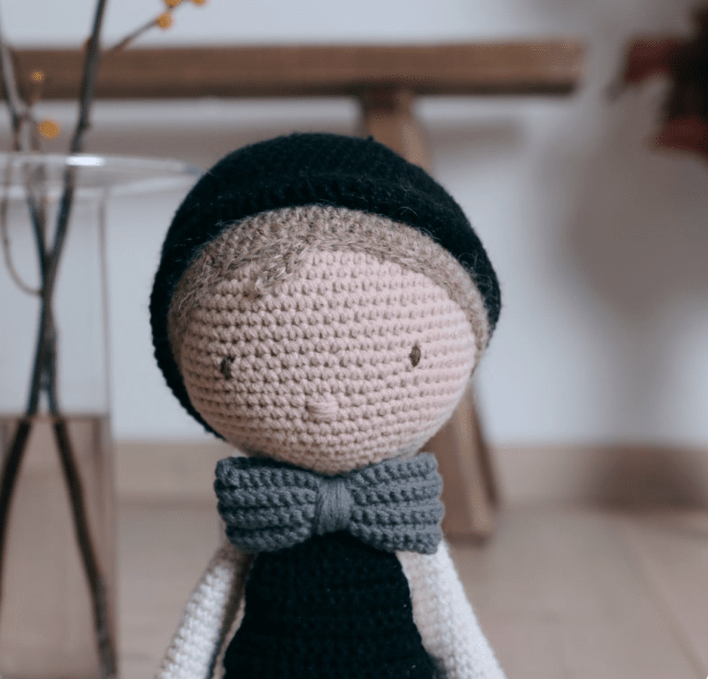 Suggestions on yarn for an amigurumi doll? This is Caron Simply Soft but it  is fuzzy as I crochet. This is inky my 2nd doll ever and my prototype for  what I