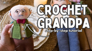 crochet amigurumi grandpa with glasses